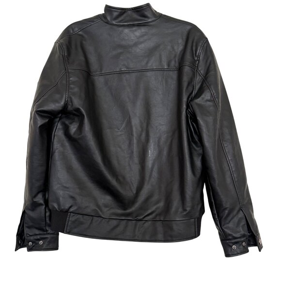 Roundtree & Yorke Mens Black Faux Leather Jacket Large With Stand Collar & Zip C - Picture 2 of 7